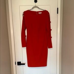 Calvin Klein Vibrant Orange Long Sleeve Dress